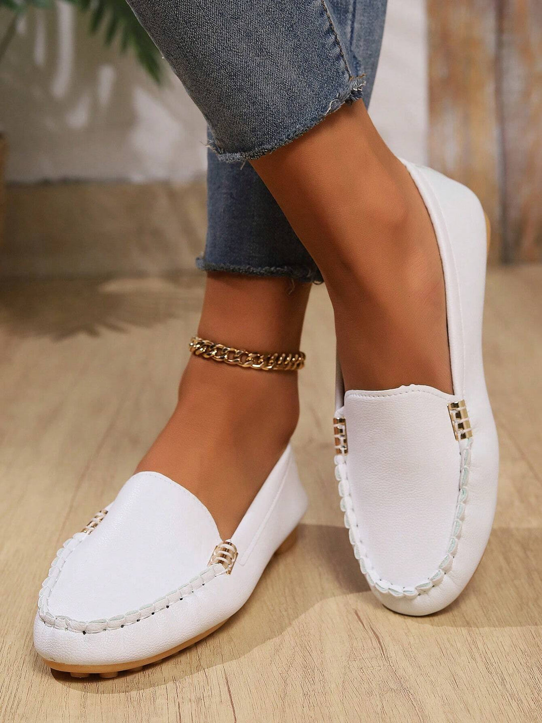 Mocasini SHEIN, alb