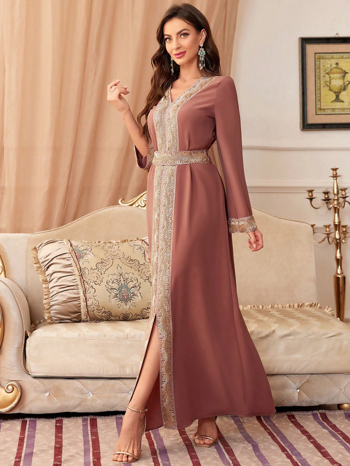 Set caftan și jalabiya SHEIN, roz