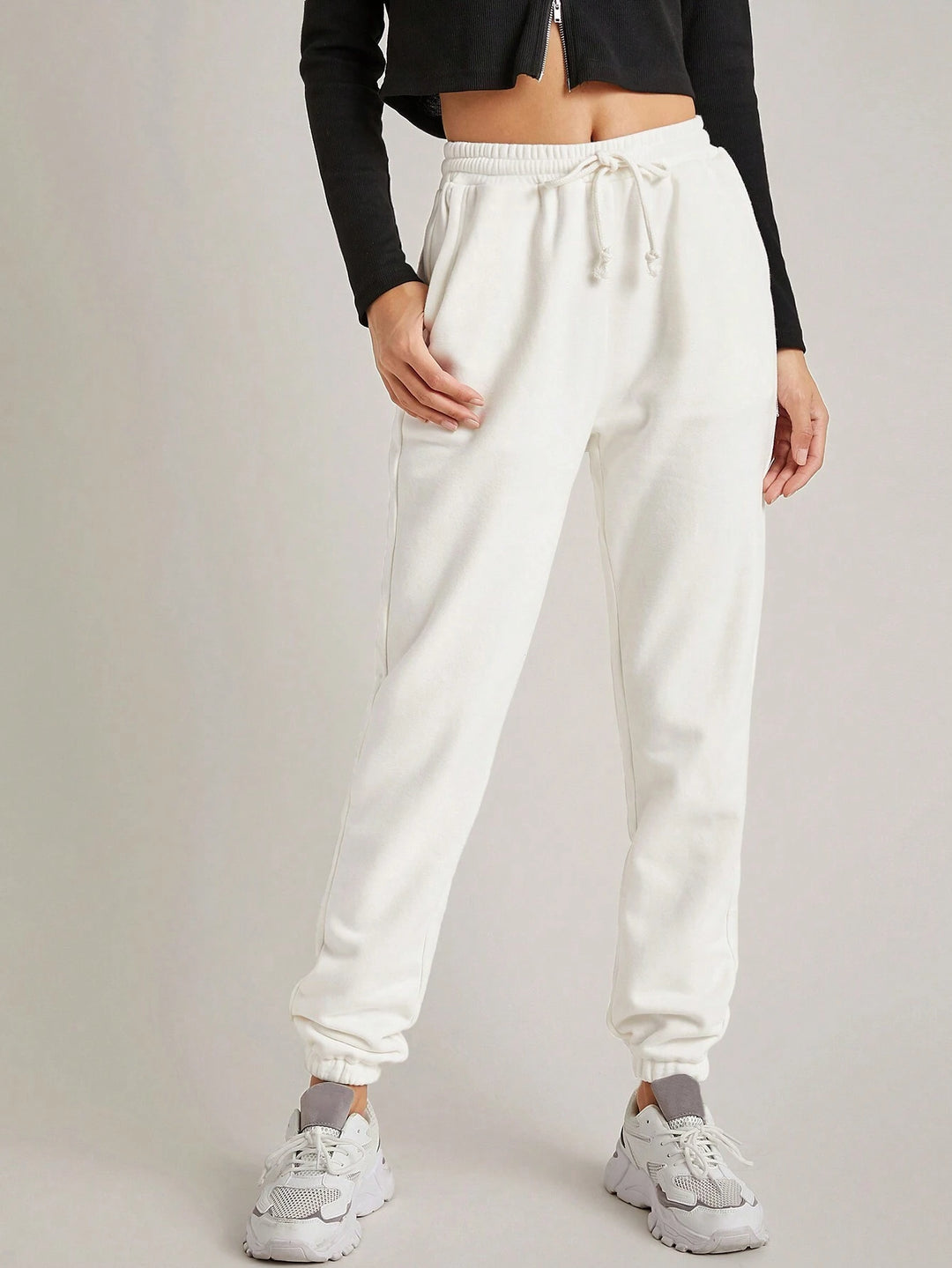 Pantaloni de trening SHEIN, alb