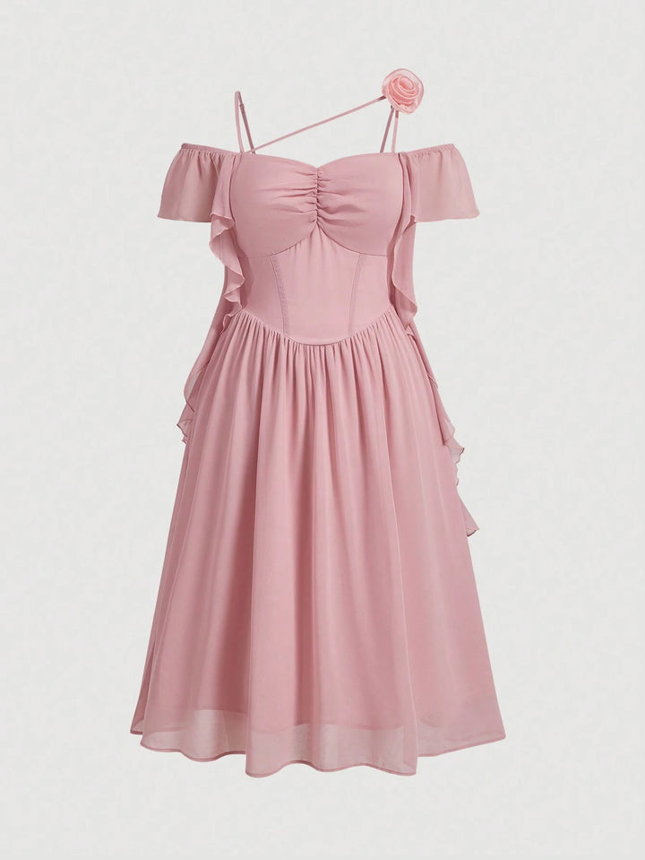 Shein Curve+ midiruha, rózsaszín