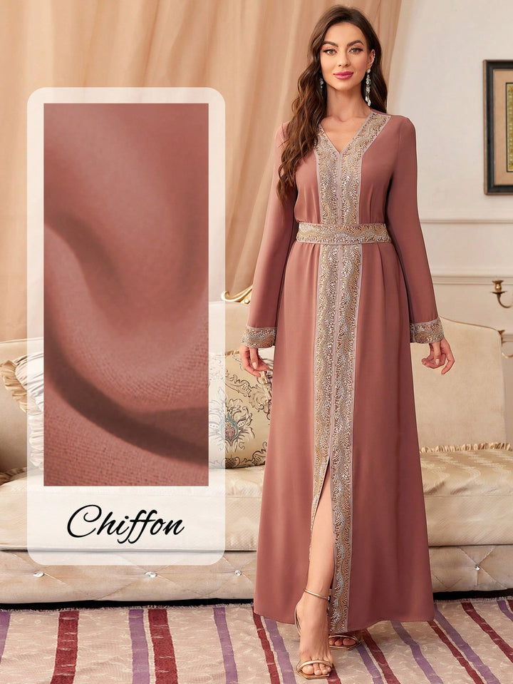 Set caftan și jalabiya SHEIN, roz