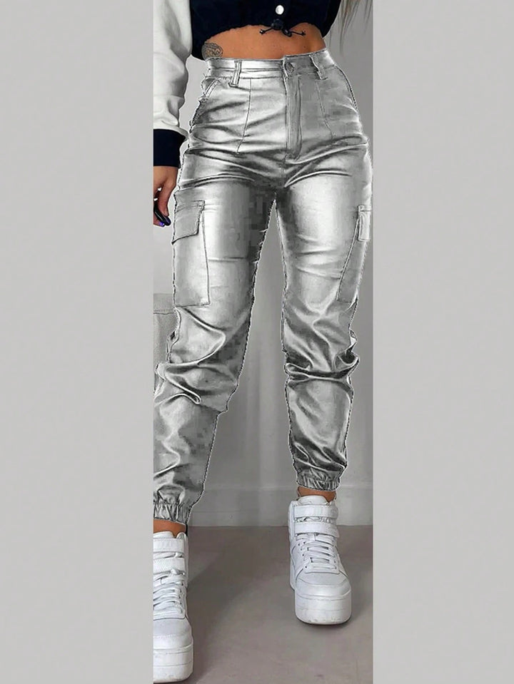 Pantaloni SHEIN, argintiu