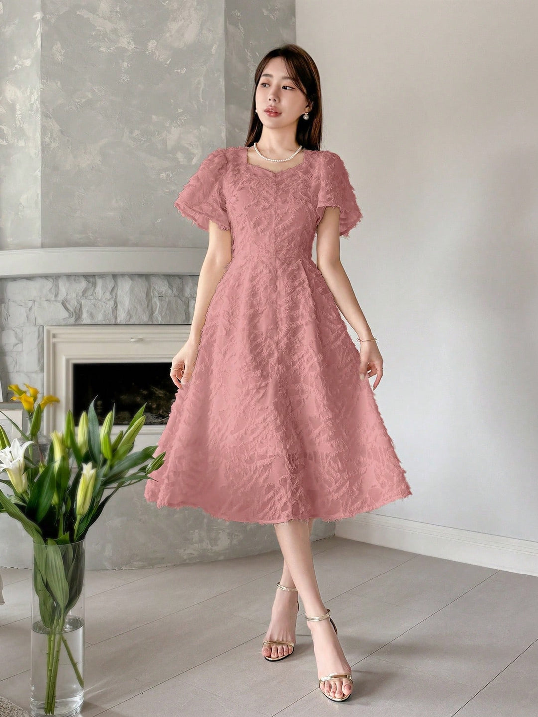Rochie midi SHEIN, roz