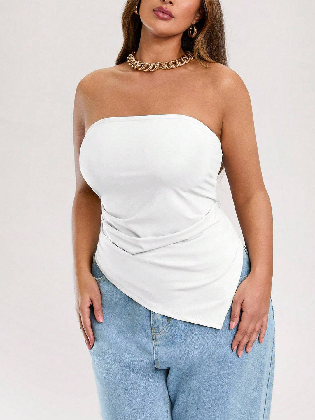 Shein Curve+ felső, fehér