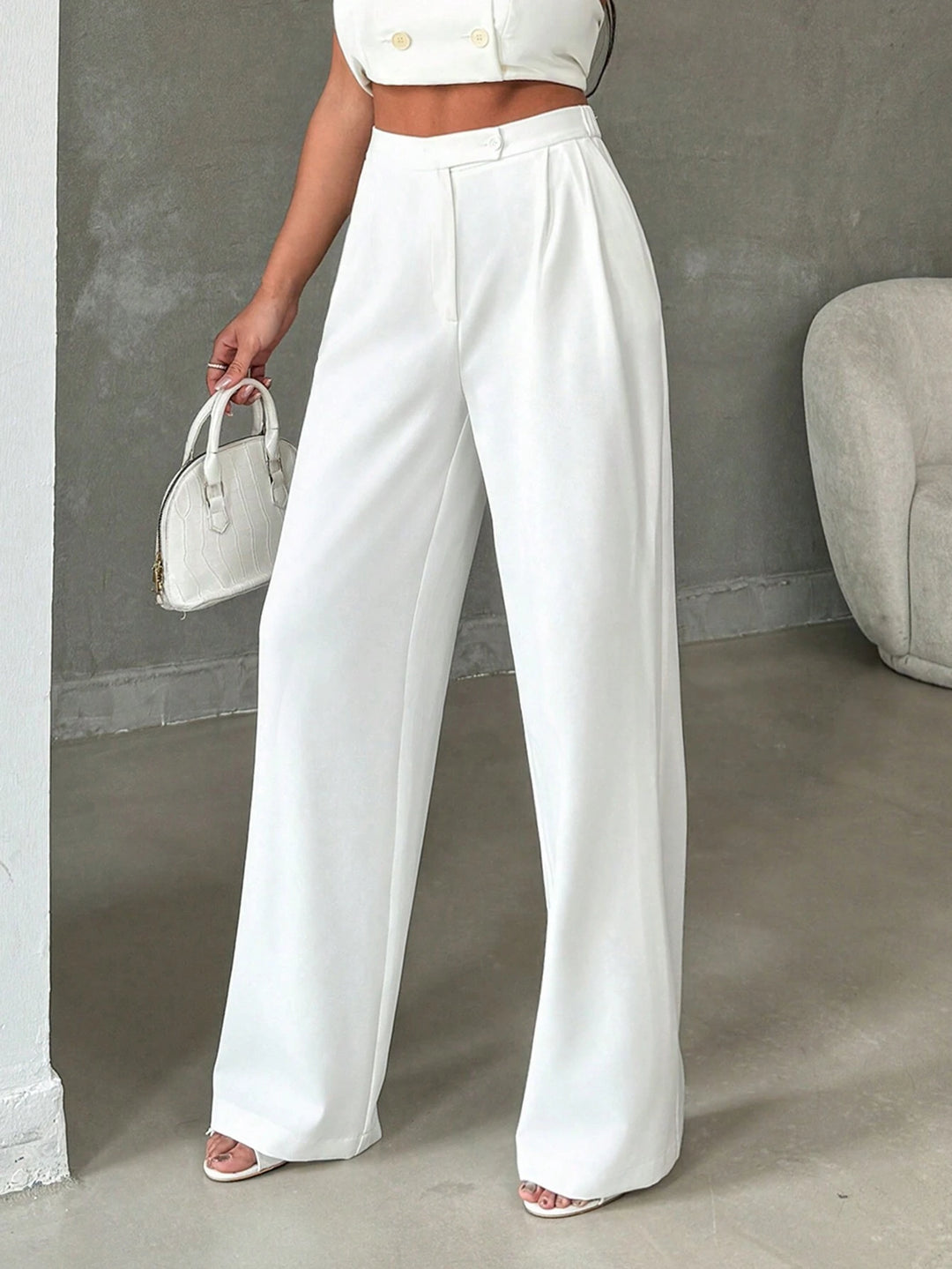 Pantaloni SHEIN, alb