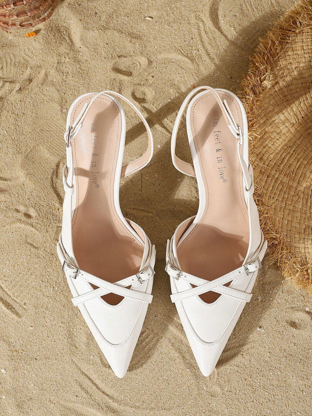 Pantofi cu toc SHEIN, alb