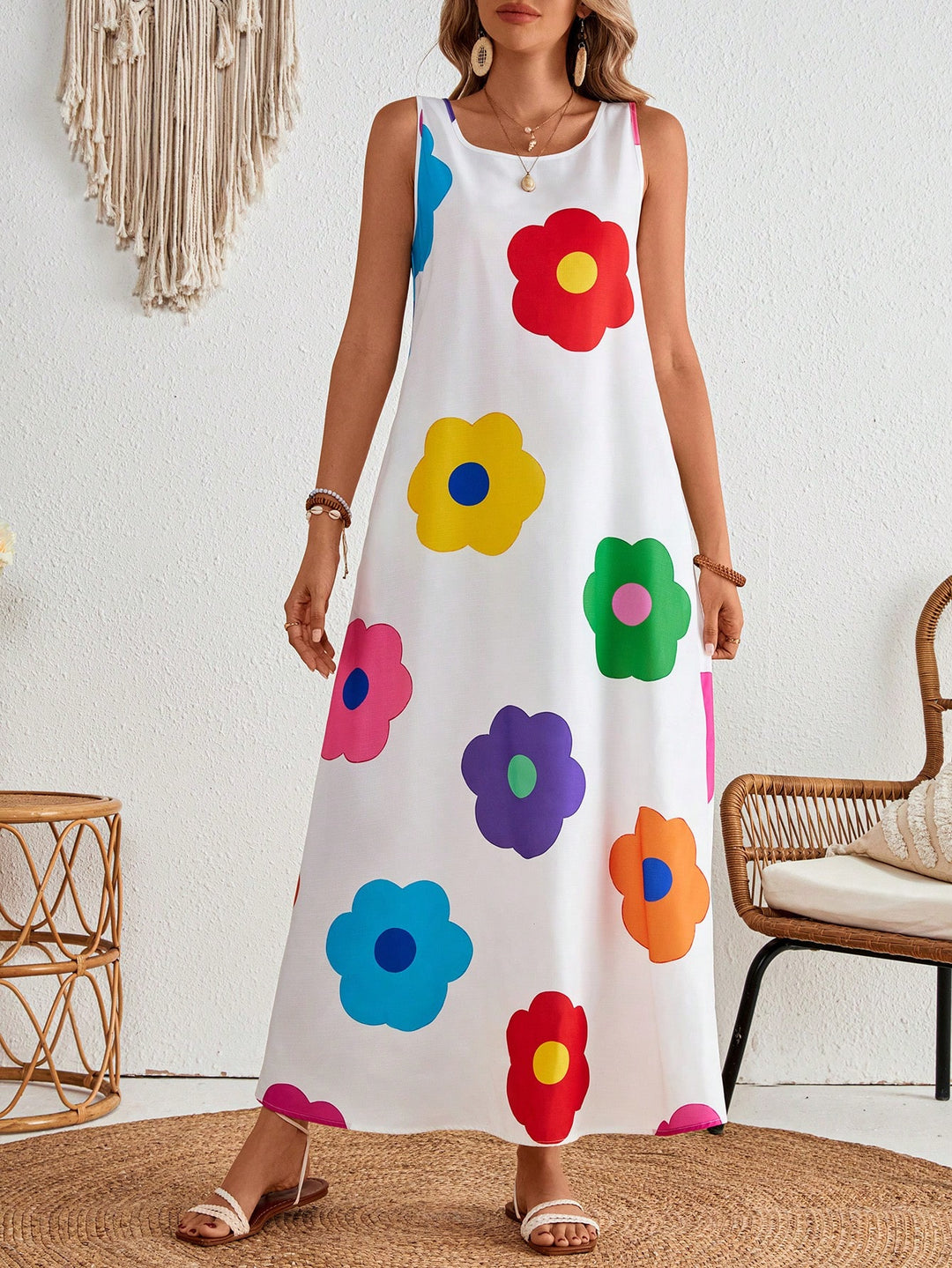 SHEIN maxi ruha, fehér