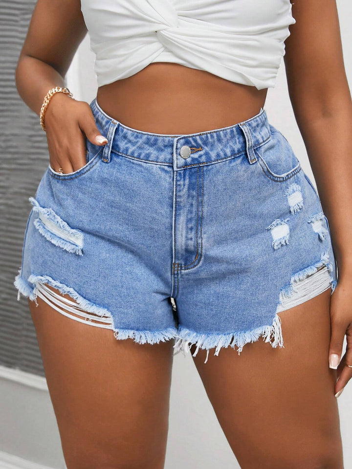 Shein Curve+ farmer rövidnadrág, kék