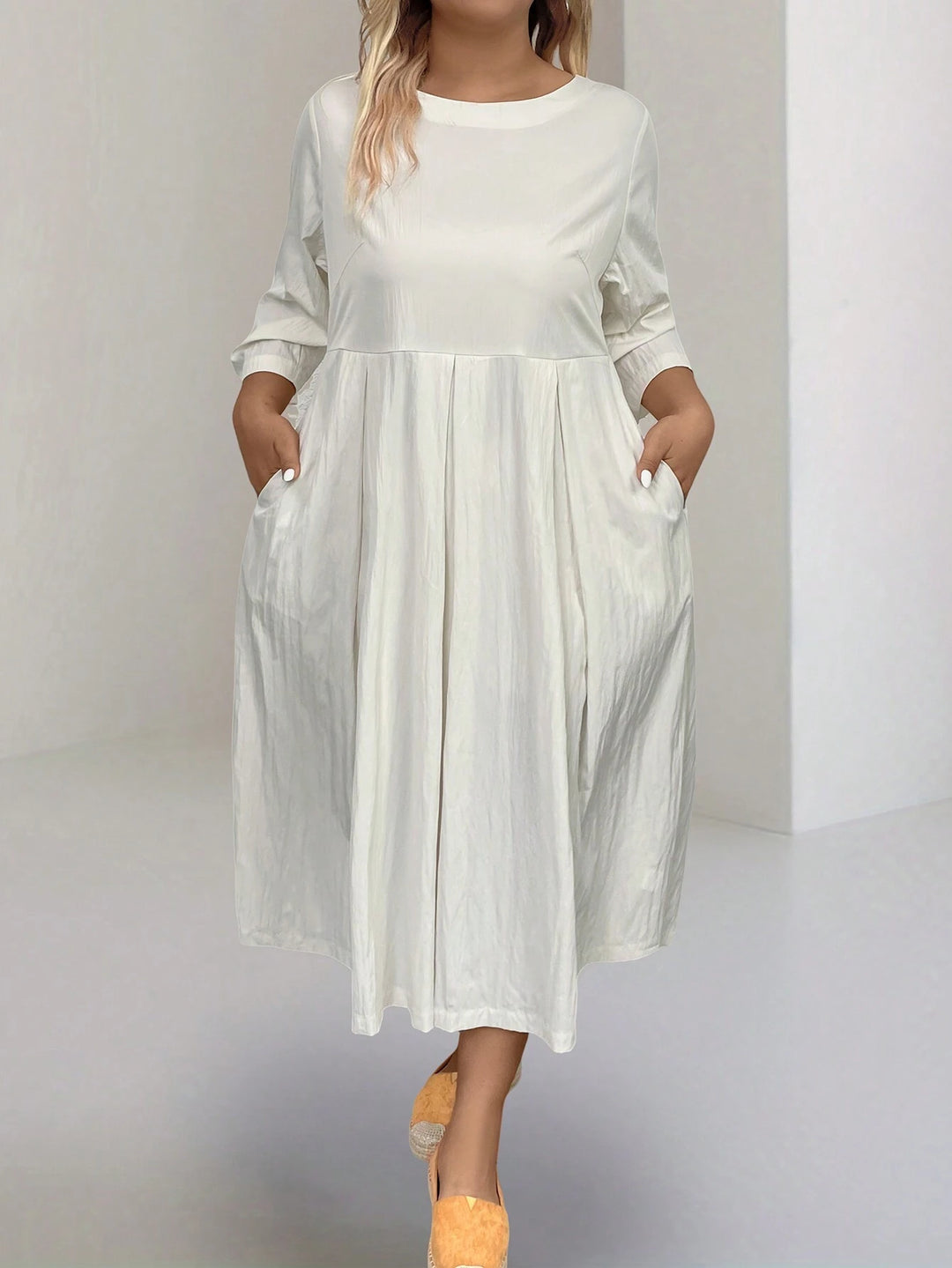 Rochie midi Shein Curve+, crem