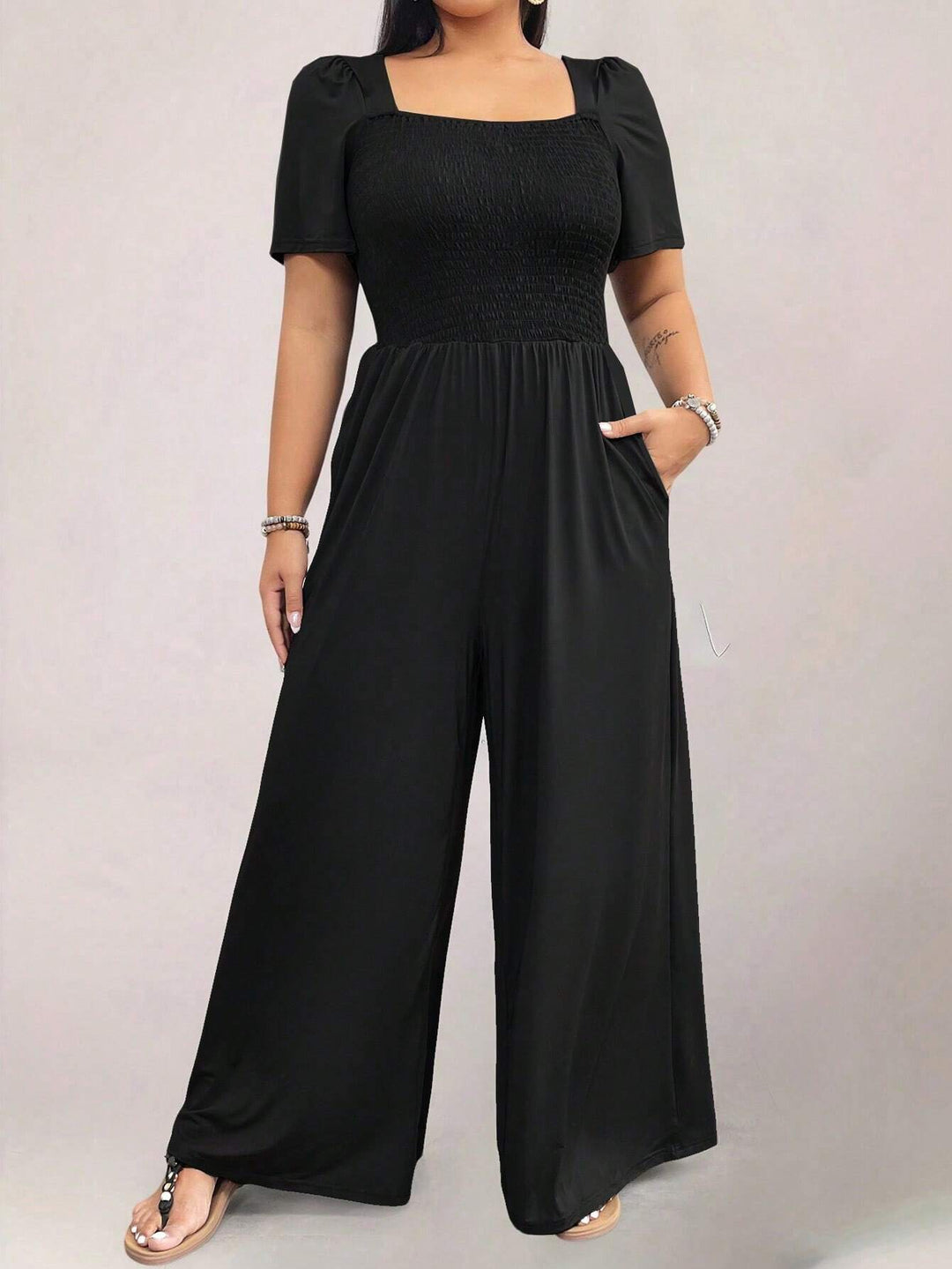 SHEIN hosszú jumpsuit, fekete