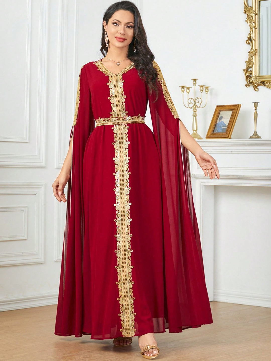 Set caftan și jalabiya SHEIN, roșu
