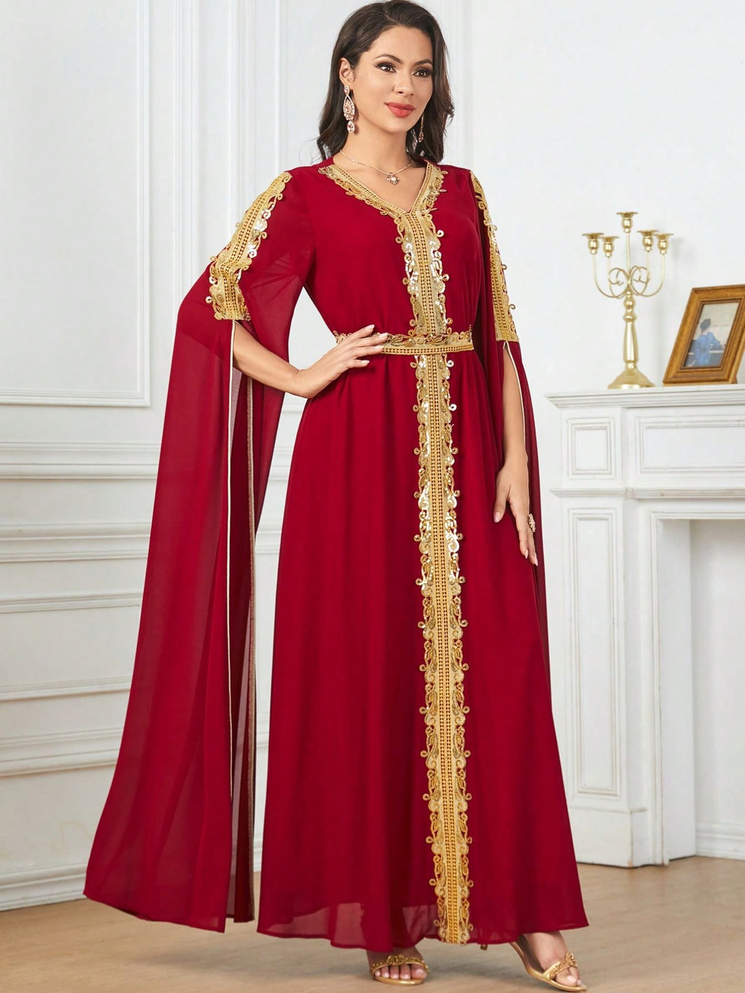 Set caftan și jalabiya SHEIN, roșu