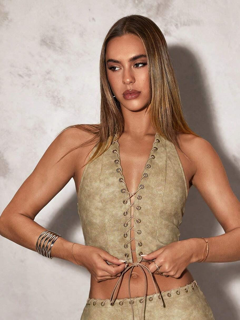 Top SHEIN, khaki