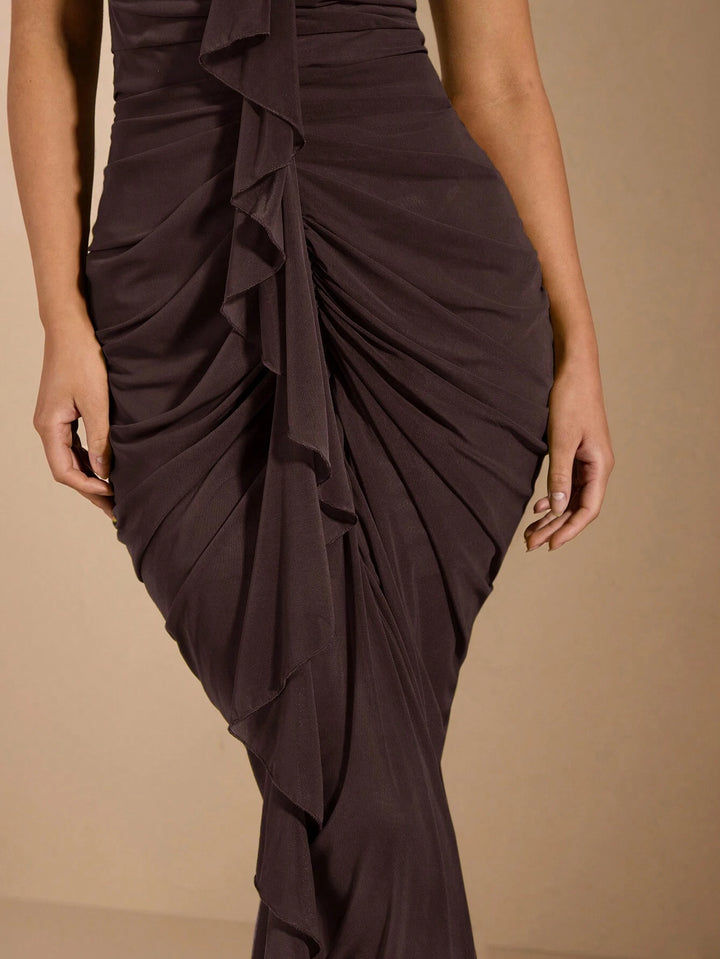 Rochie midi SHEIN, maro