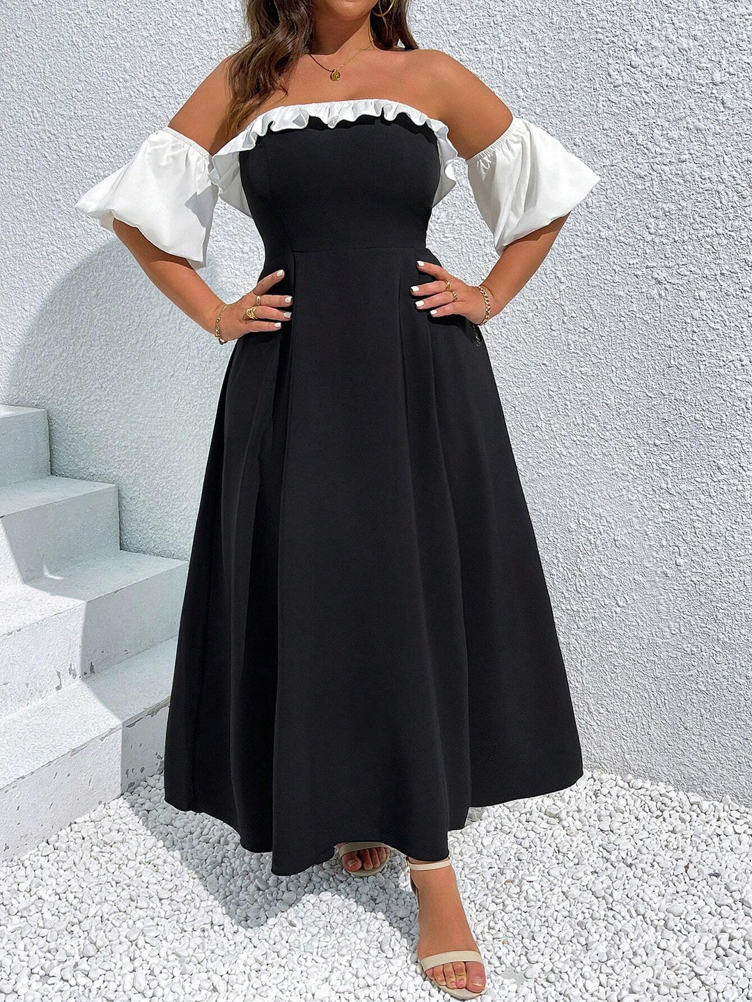 SHEIN maxi ruha, fekete