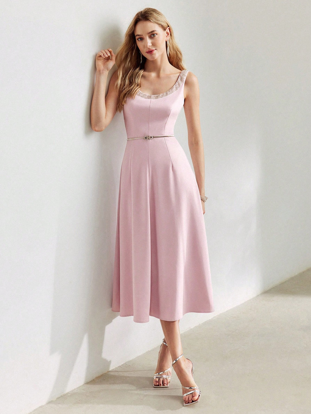 Rochie midi SHEIN, roz