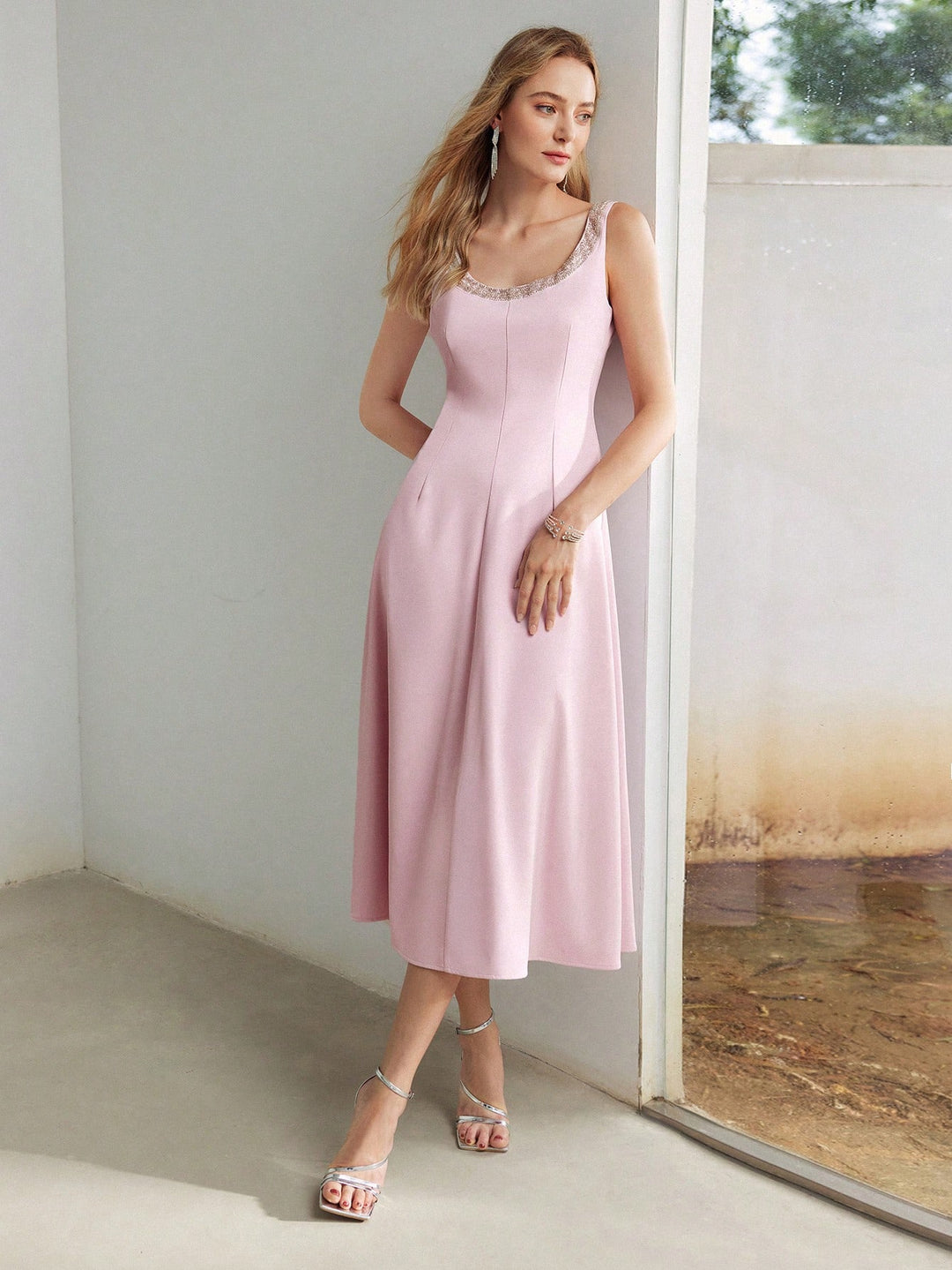Rochie midi SHEIN, roz