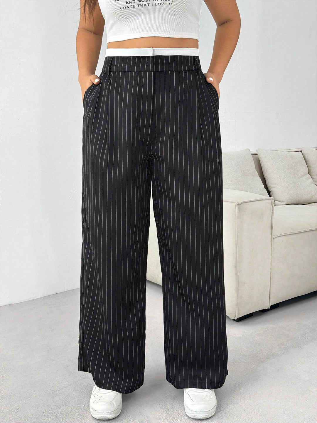 Pantalon de costum SHEIN, negru