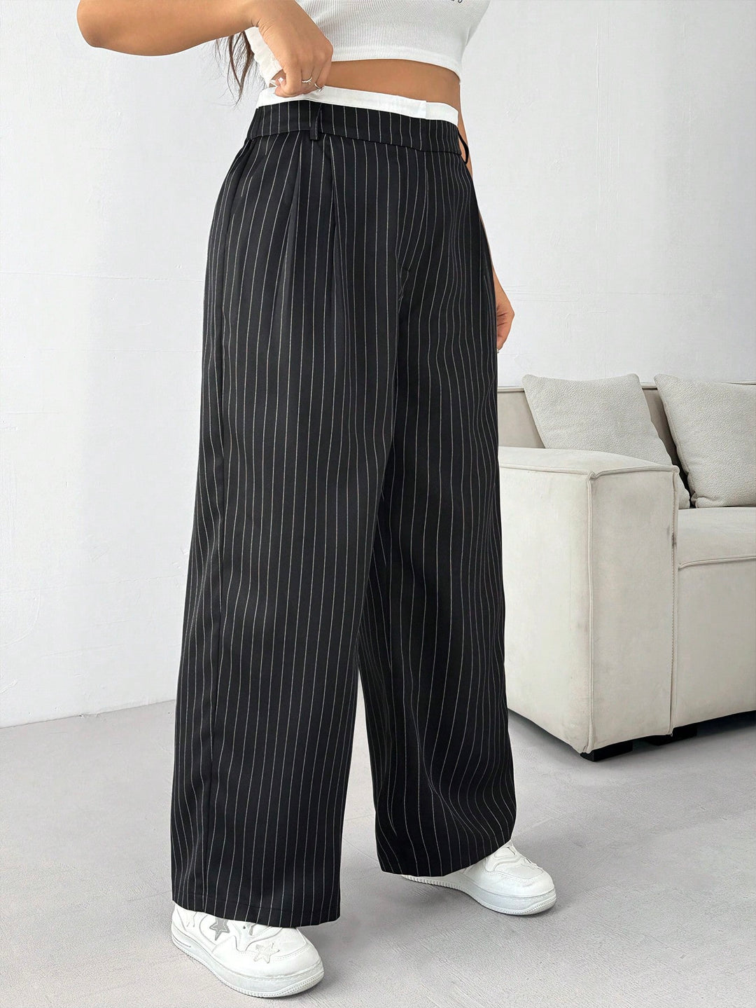 Pantalon de costum SHEIN, negru