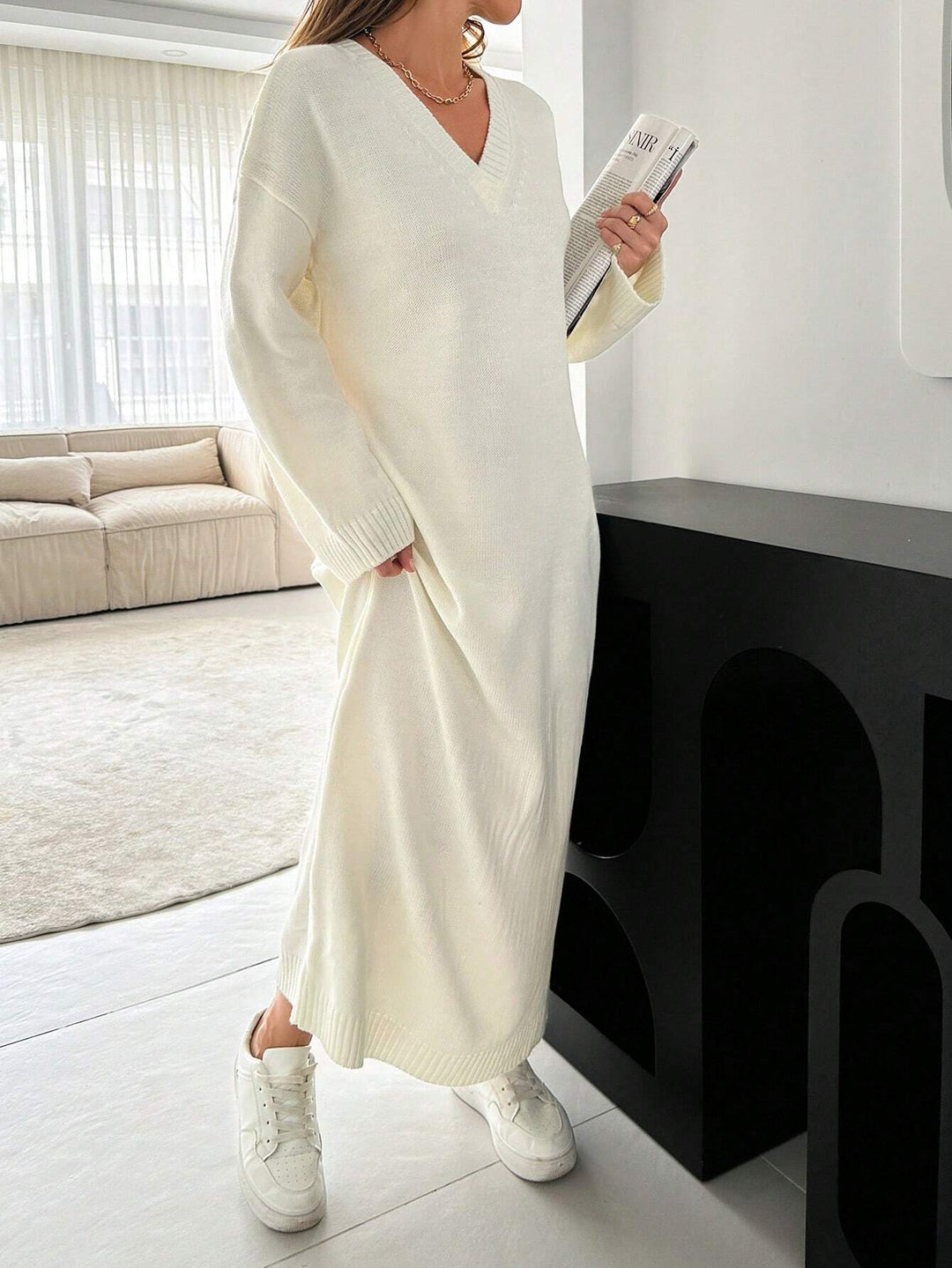 SHEIN maxi ruha, krém
