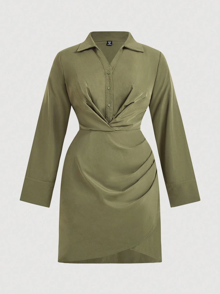 Rochie mini Shein Curve+, kaki