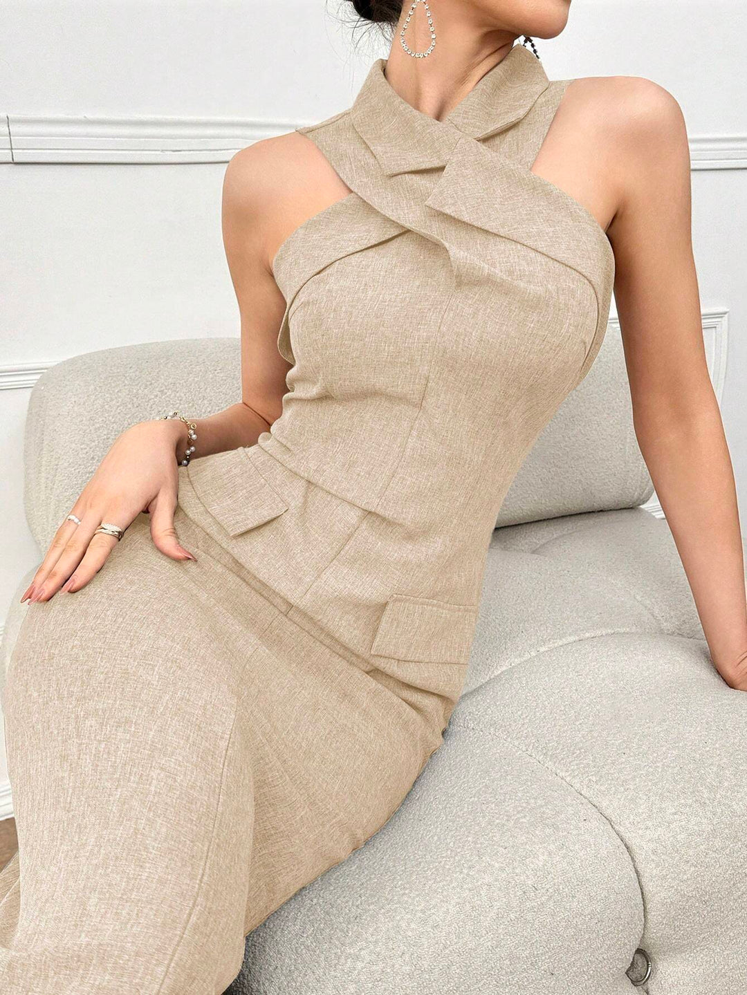Rochie midi SHEIN, bej