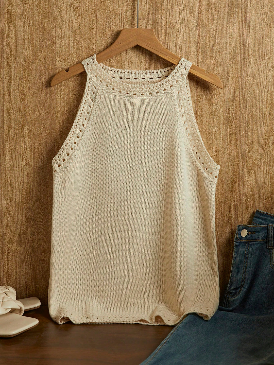 Top tricotat SHEIN, crem