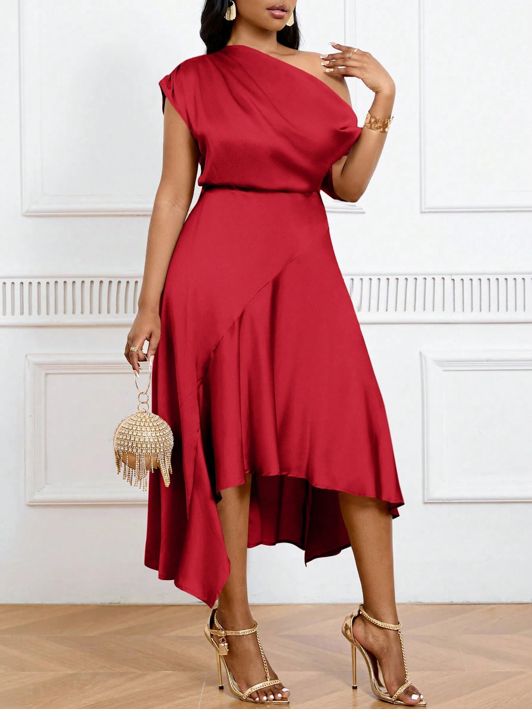 SHEIN midi ruha, piros