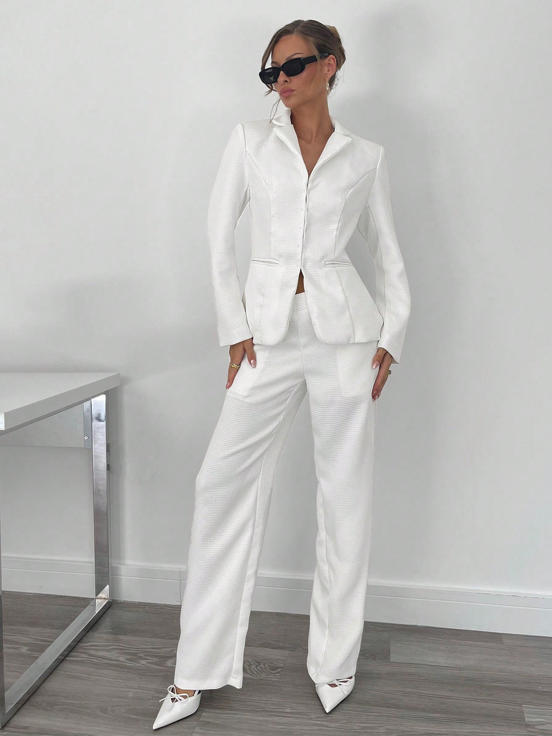Pantalon SHEIN, alb