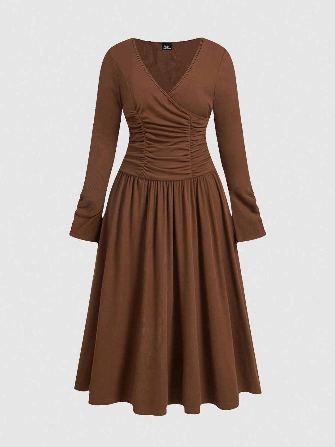Shein Curve+ midi ruha, barna