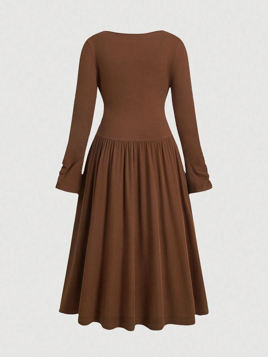 Shein Curve+ midi ruha, barna