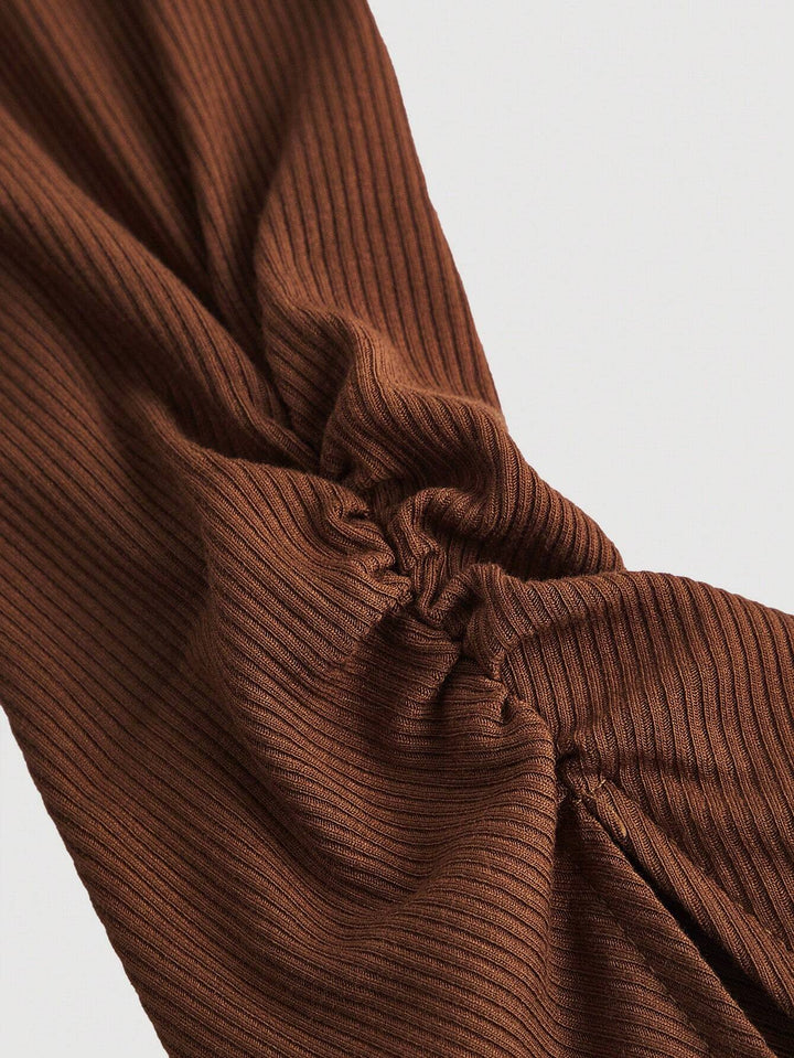 Shein Curve+ midi ruha, barna