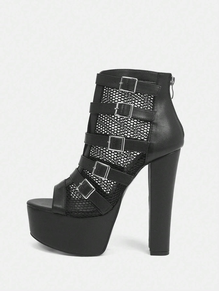 Sandale cu toc SHEIN, negru