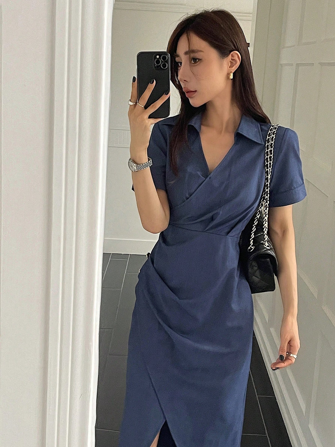 SHEIN midi ruha, kék