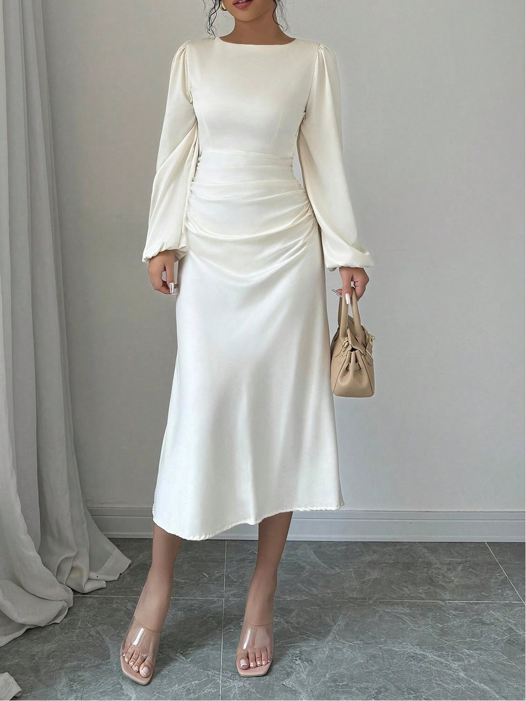 SHEIN maxi ruha, krémszínű