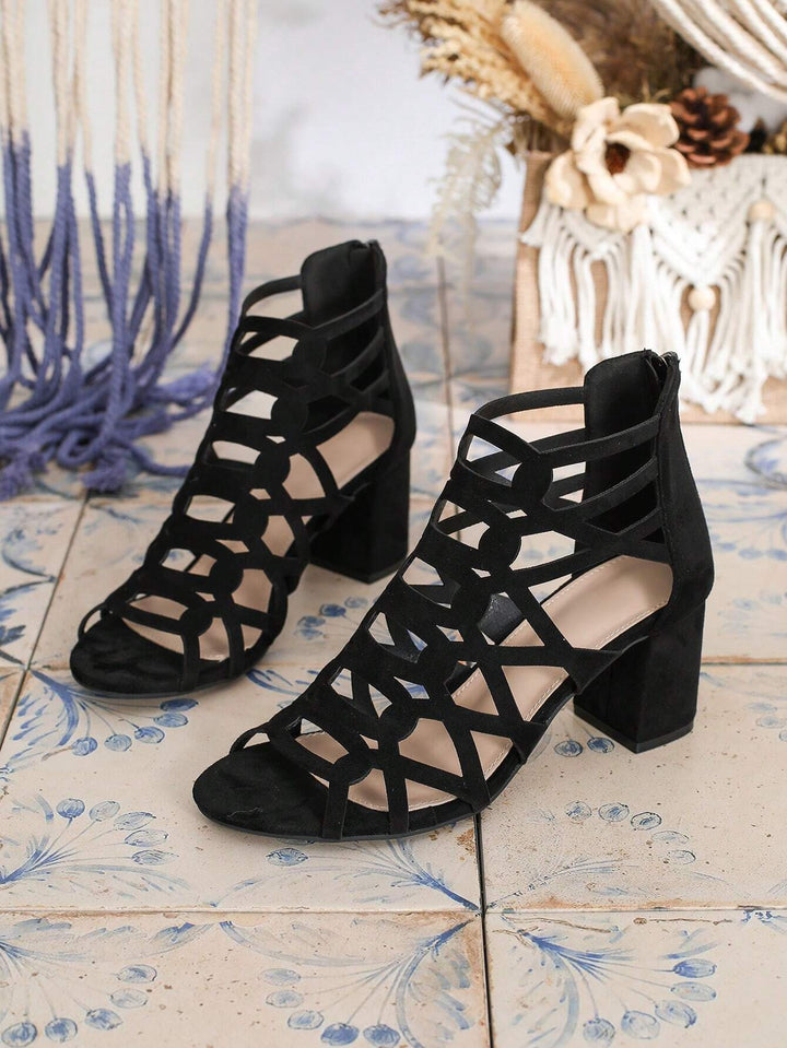 SHEIN magas sarkú szandál, fekete