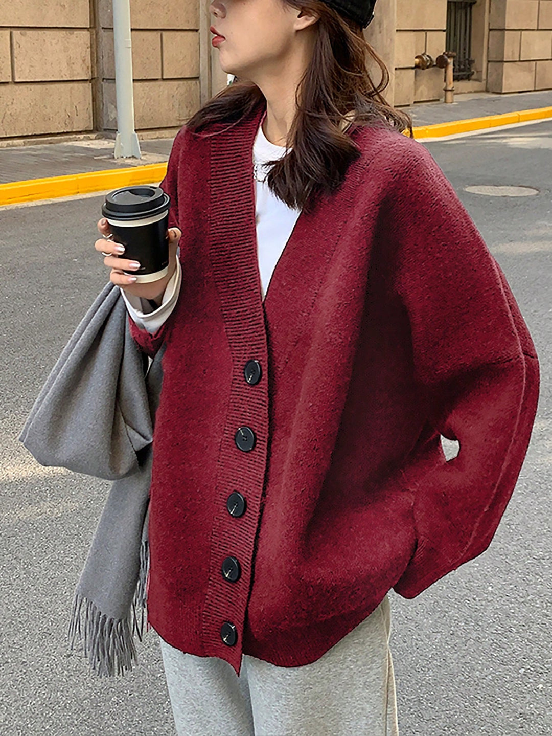 Cardigan SHEIN, vișiniu