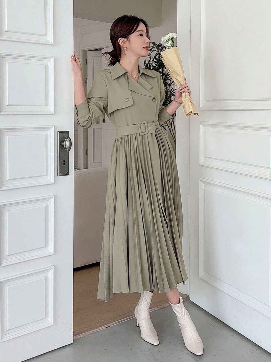 Rochie midi SHEIN, kaki