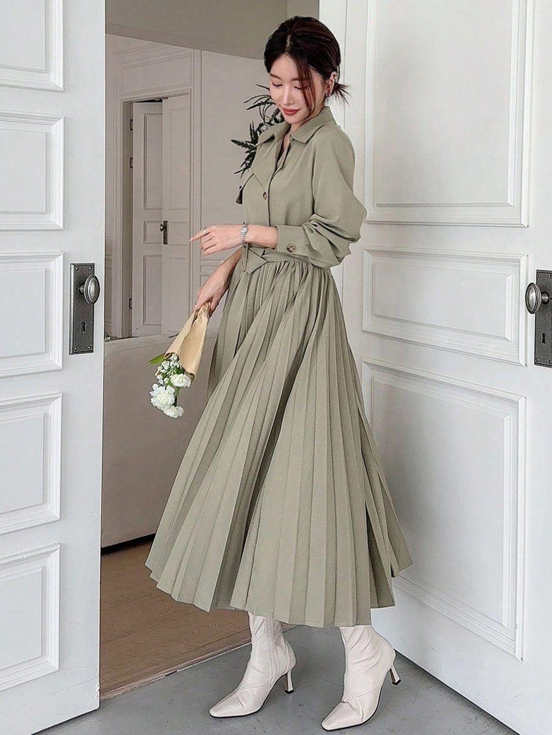 Rochie midi SHEIN, kaki