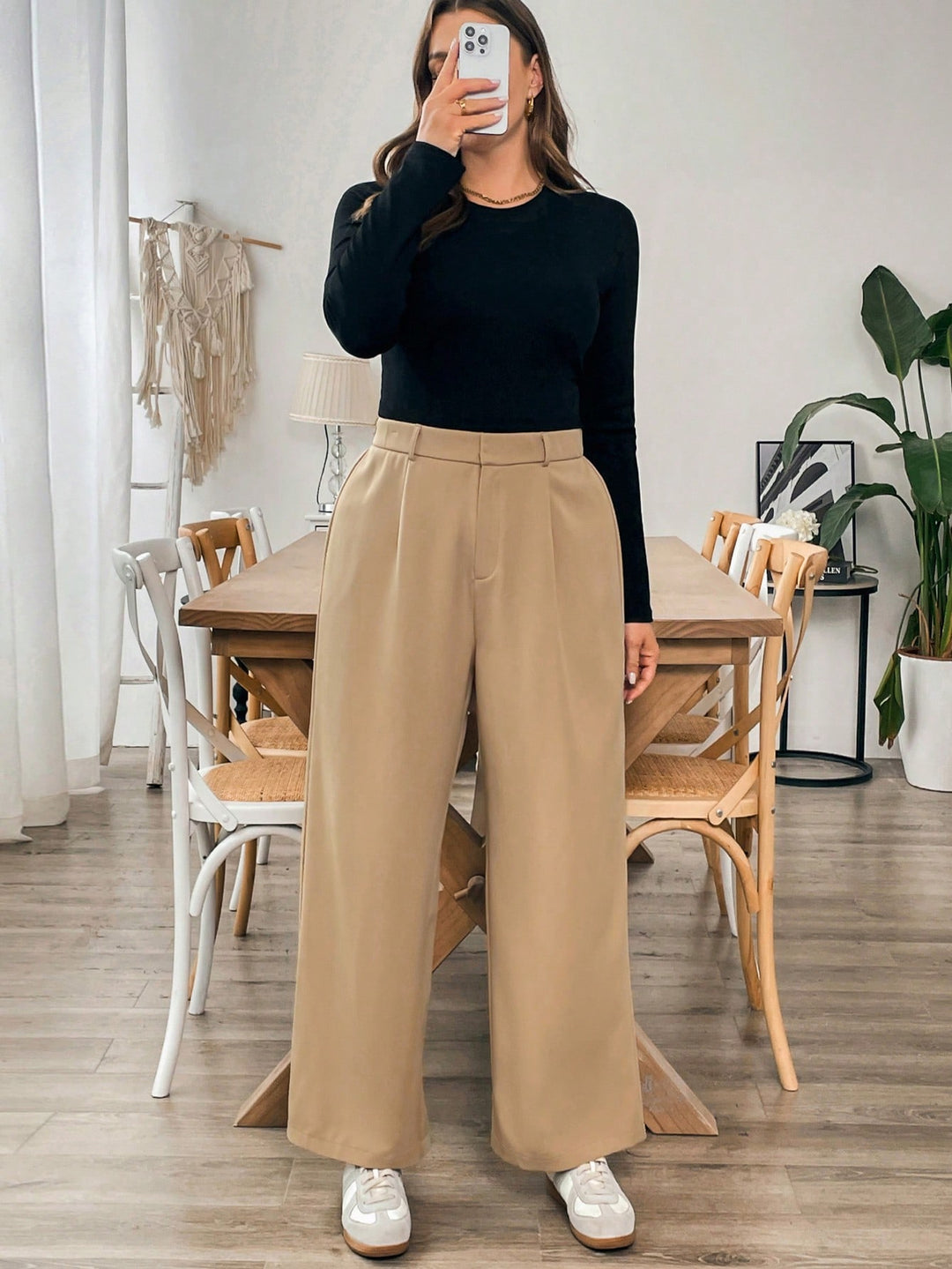 Pantalon de costum SHEIN, kaki