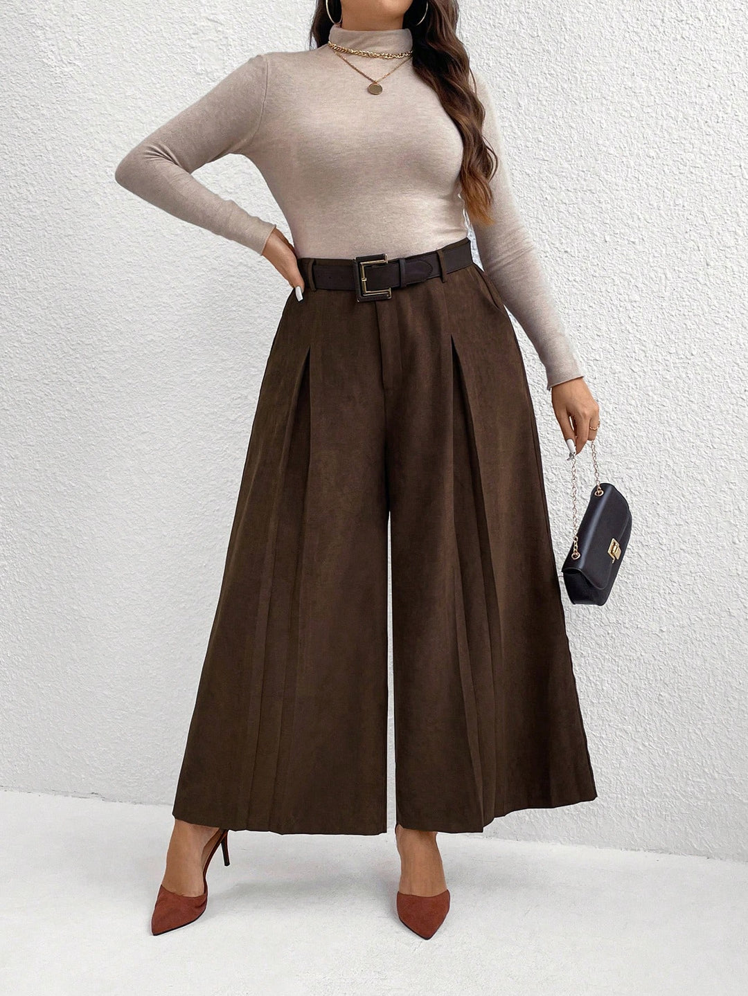 Pantalon de costum SHEIN, maro