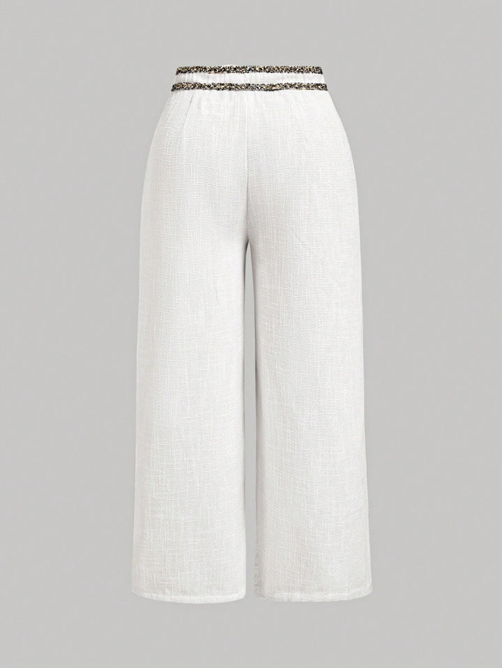 Pantaloni Shein Curve+, crem