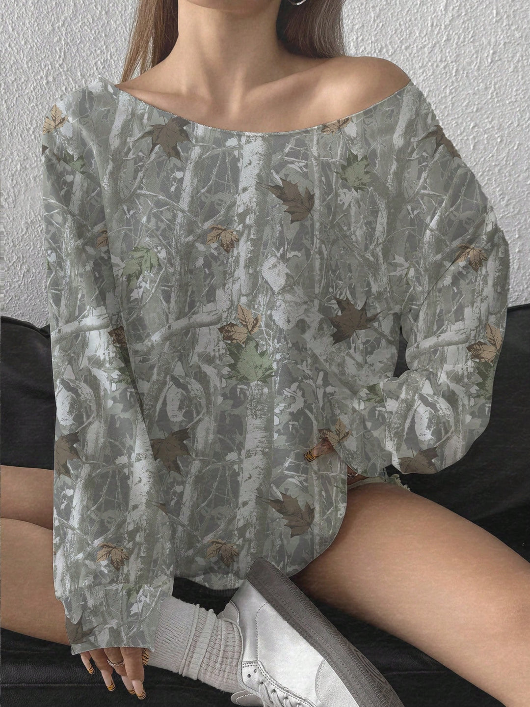 SHEIN kapucnis pulóver, fehér