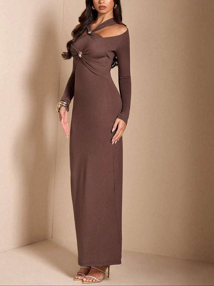 Shein maxi ruha, barna