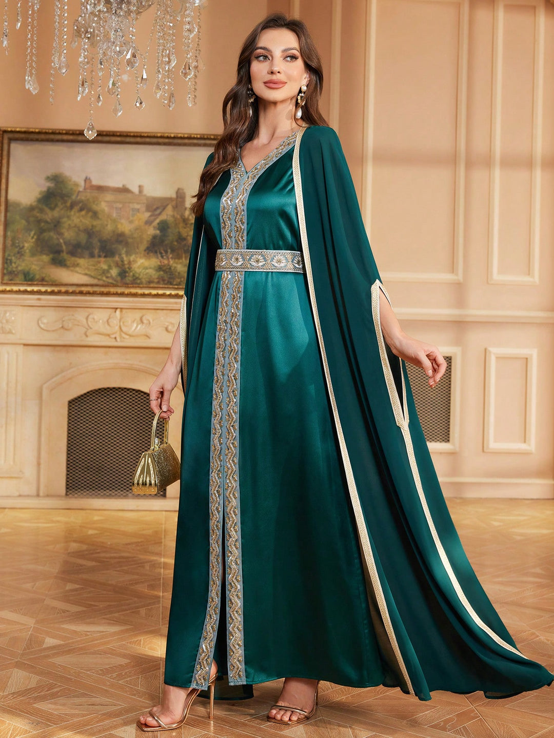 Set caftan și jalabiya SHEIN, verde