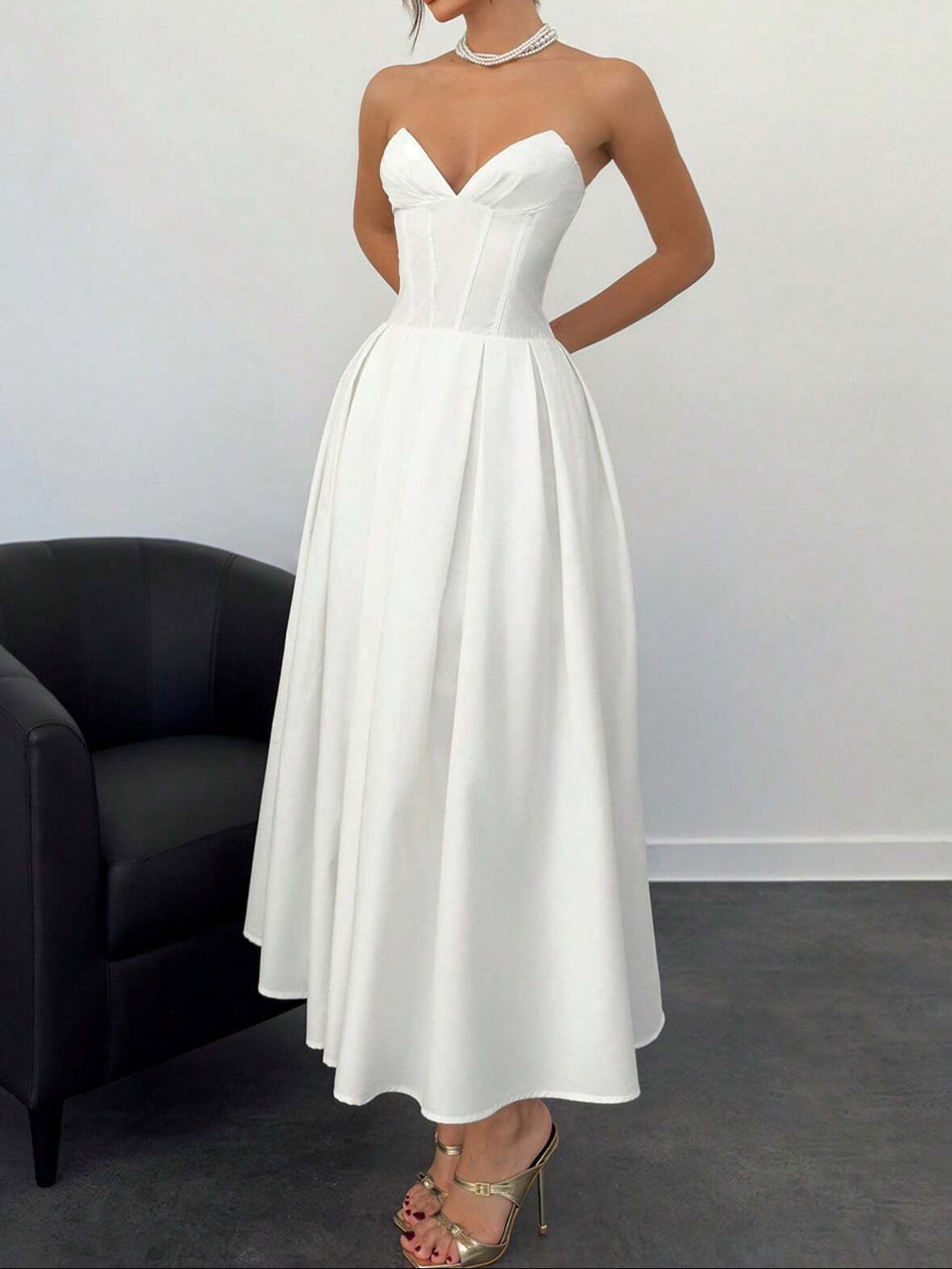 Rochie maxi SHEIN, alb
