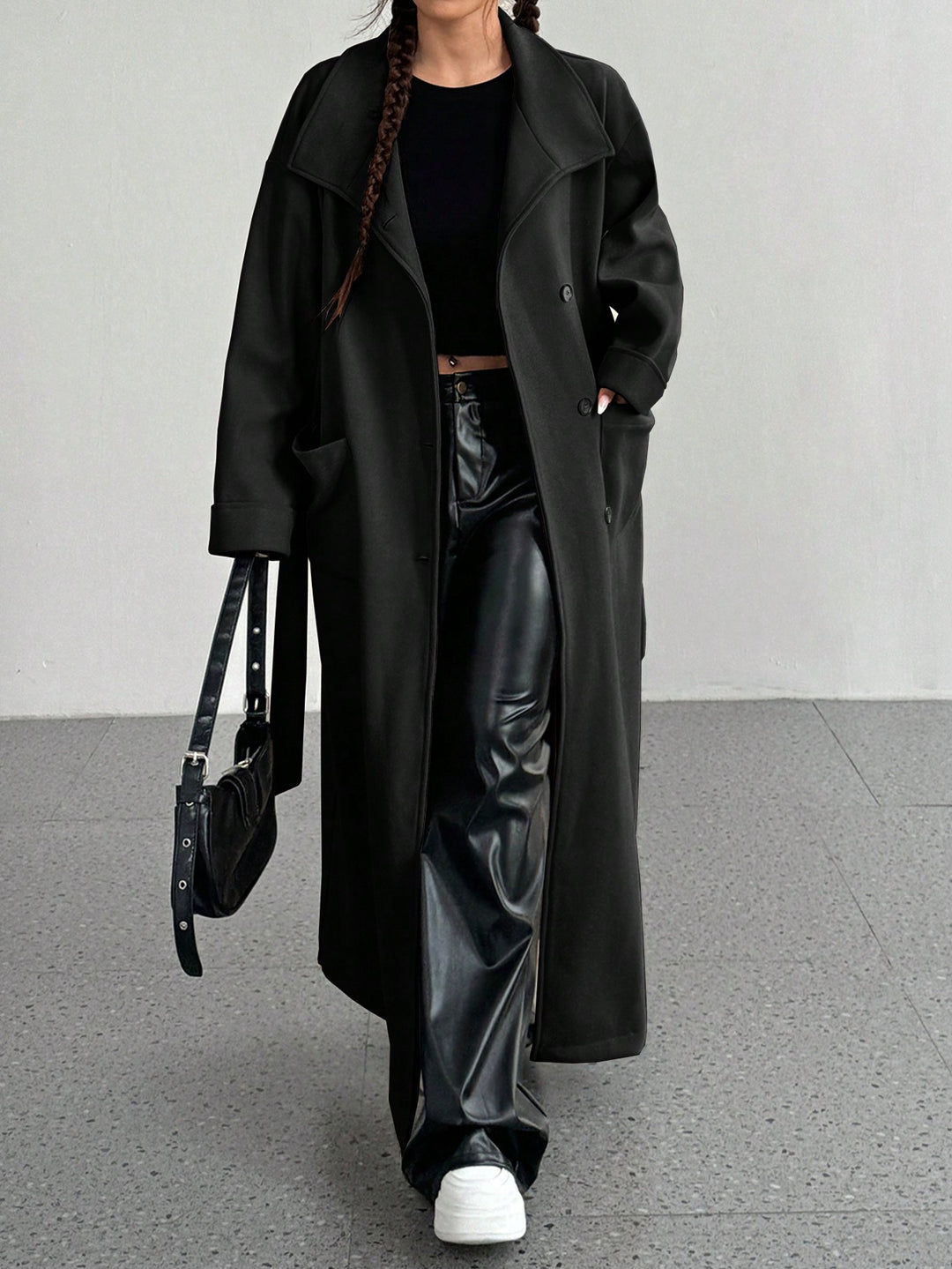 Palton lung SHEIN, negru