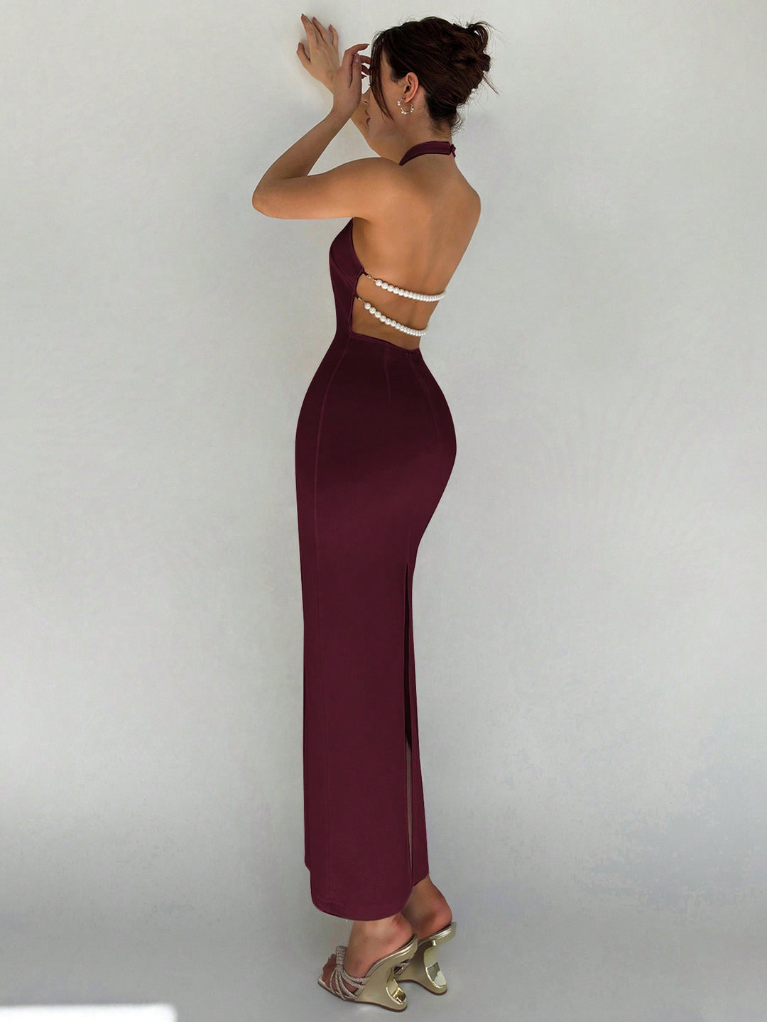 SHEIN bordó maxi ruha