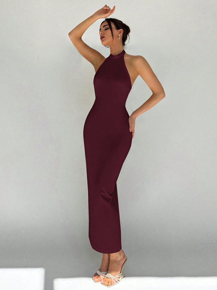 SHEIN bordó maxi ruha