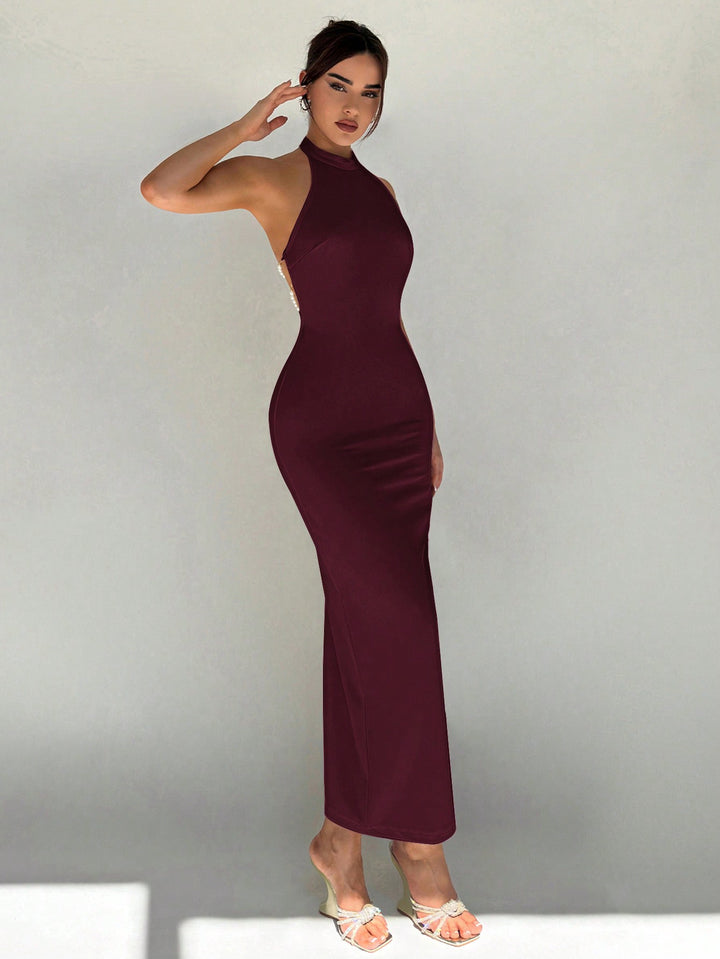 SHEIN bordó maxi ruha